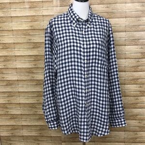 Brooks Brothers 100% Linen Gingham Long Sleeve Lrg